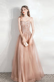 Cute Tulle Long Prom Dresses, Lovely A-Line Evening Graduation Dresses HZ0429