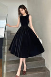 Black Velvet Pearl Short Party Dress, Lovely A-Line Evening Dress HZ0429