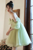 Green Tulle Short Prom Dress, Green Mini Party Dress HZ0429