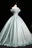 Vintage Aqua Green Prom Dresses Ball Gown, A-line Backless Prom Formal Dresses HZ0429