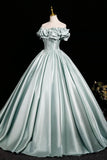 Vintage Aqua Green Prom Dresses Ball Gown, A-line Backless Prom Formal Dresses HZ0429