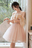 Pink Tulle Short Prom Dresses, A-Line Puffy Tulle Homecoming Dresses HZ0429