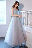 Cute Strapless Tulle Long Prom Dress, A-Line Formal Evening Dress HZ0429