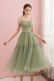 Green Tulle Short Prom Dresses, Cute A-Line Homecoming Dresses HZ0429