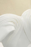 White Satin Long Prom Dress, Off the Shoulder Evening Dress HZ0429