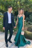 Mermaid Satin Long Prom Dresses, Mermaid Backless Party Dresses HZ0429