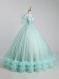 Beautiful Tulle Sequins Long Ball Gown, A-Line Tulle Sweet 16 Dress HZ0429