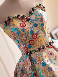 Beautiful Sequins Strapless Long Prom Dress, A-Line Evening Dress Party Dress HZ0429