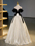 Black Velvet Long Prom Dress, Champagne A-Line Formal Dress Evening Dress HZ0429