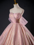 Pink Tulle Sequins Long Prom Dress, Beautiful A-Line Formal Dress Sweet 16 Dress HZ0429