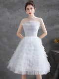 Gray Tulle Round Neck Party Dresses, Lovely Knee-Length Prom Dresses HZ0429
