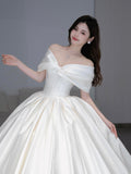Elegant Satin Long Formal Dress, A-Line Off the Shoulder Evening Party Dress HZ0429