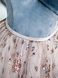 Blue Velvet and Tulle Long Prom Dress, Off Shoulder Evening Dress Party Dress HZ0429