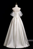 Ivory Pearl Satin Ball Gown, A-Line Sweetheart Neckline Formal Dress HZ0429