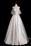 Ivory Pearl Satin Ball Gown, A-Line Sweetheart Neckline Formal Dress HZ0429