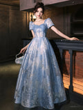 Blue Tulle Long Prom Dress, Beautiful A-Line Evening Party Dress HZ0429