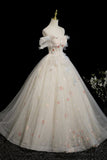Champagne Tulle Beads Long Prom Dress, Beautiful A-Line Formal Party Dress HZ0429