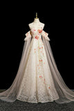 Champagne Lace Sequins Long Prom Dress, Elegant Halter A-Line Party Dress HZ0429