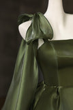 Lovely A-Line Spaghetti Strap Knee Length Prom Dress, Olive Green Party Dress HZ0429