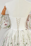 White Tulle Lace Floor Length Prom Dress, A-Line Off the Shoulder Formal Party Dress HZ0429