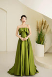 Green Satin Long Prom Dress, Beautiful A-Line Off the Shoulder Party Dress HZ0429