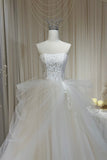 Luxury Ivory Tulle Ball Gown Formal Dress with Handmade Lace Bodice HZ0429