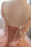 Beautiful Tulle Layers Long Prom Dresses, A-Line Spaghetti Straps Evening Dresses HZ0429