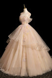 Beautiful Tulle Long Prom Dress, A-line Off the Shoulder Evening Party Dress HZ0429