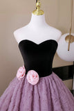 Fashion Lavender Flower Prom Dresses, A-Line Sweetheart Backless Formal Gown HZ0429