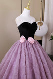 Fashion Lavender Flower Prom Dresses, A-Line Sweetheart Backless Formal Gown HZ0429