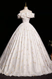 Cute Butterfly Print Satin Long Prom Dress, A-Line Off the Shoulder Evening Party Dress HZ0429