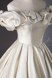 Elegant Champagne Long Prom Dresses, Beautiful Off the Shoulder Formal Dresses HZ0429