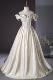Elegant Champagne Long Prom Dresses, Beautiful Off the Shoulder Formal Dresses HZ0429